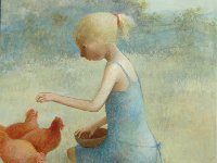 2010 071  Feeding the Chooks - Oil on Gesso