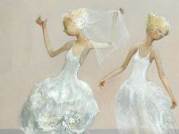 dancing bride bridesmaid  Dancing Bride &#38; Bridesmaid - Oil on Gesso